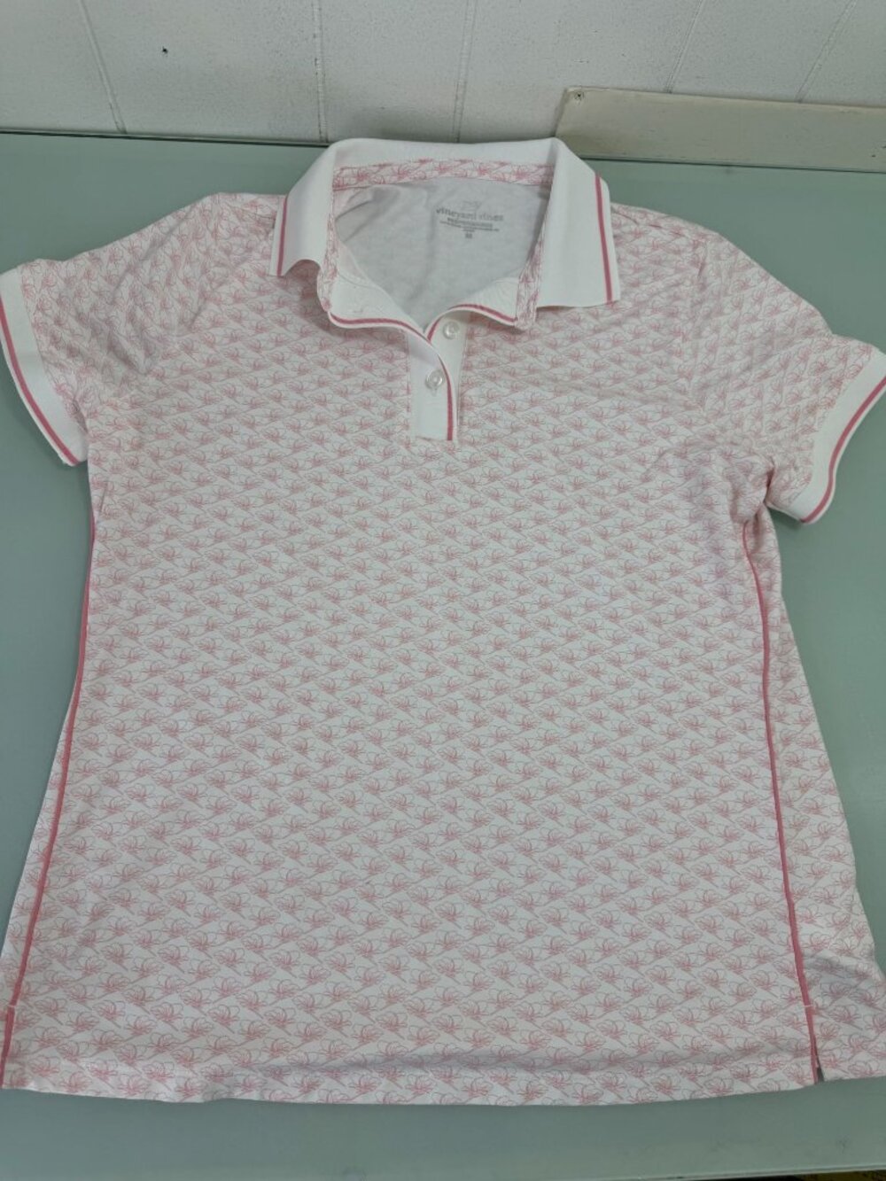 Vineyard Vines Performance Polo Shirt Women's M Floral Nylon Stretch Golf Tennis